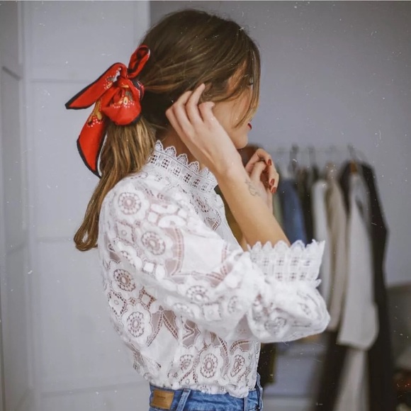 🆕 VICTORIAN LACE  HIGH NECK PUFF SLEEVE BLOUSE - Picture 6 of 10